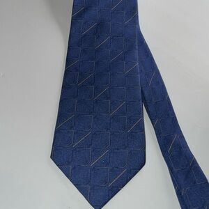 Elegant Blue w/ Gold Men's Tie long size 100% silk Hand Made